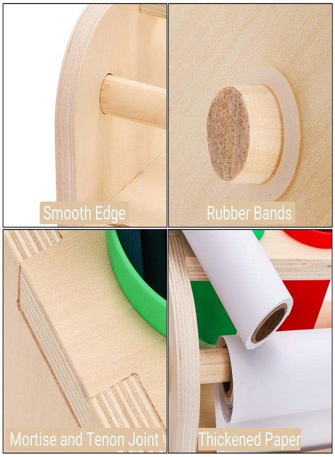 Nagpew Wood Tabletop Paper Roll Dispenser, Drawing Paper Roll Holder with Pencil Cups, 11.4'' x 32.8ft White Bond Paper, Desktop Easel for Drawing, Writing, Doodle, Craft - Image 4